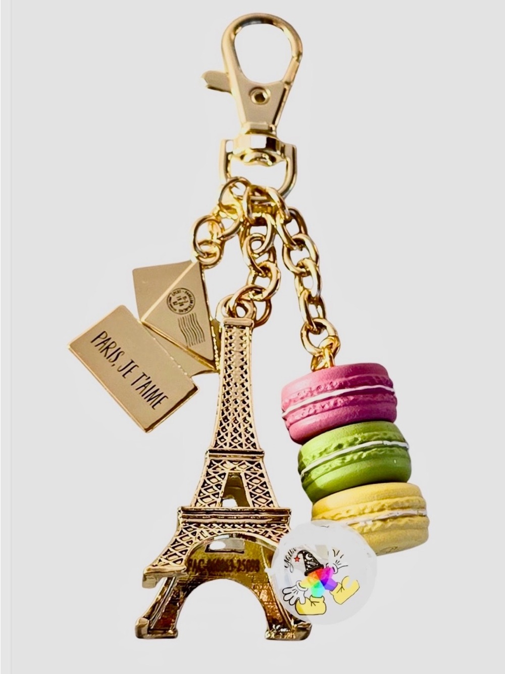 NEW Disney EPCOT France Pavilion Metal Keychain Eiffel Tower Macaroons Letter